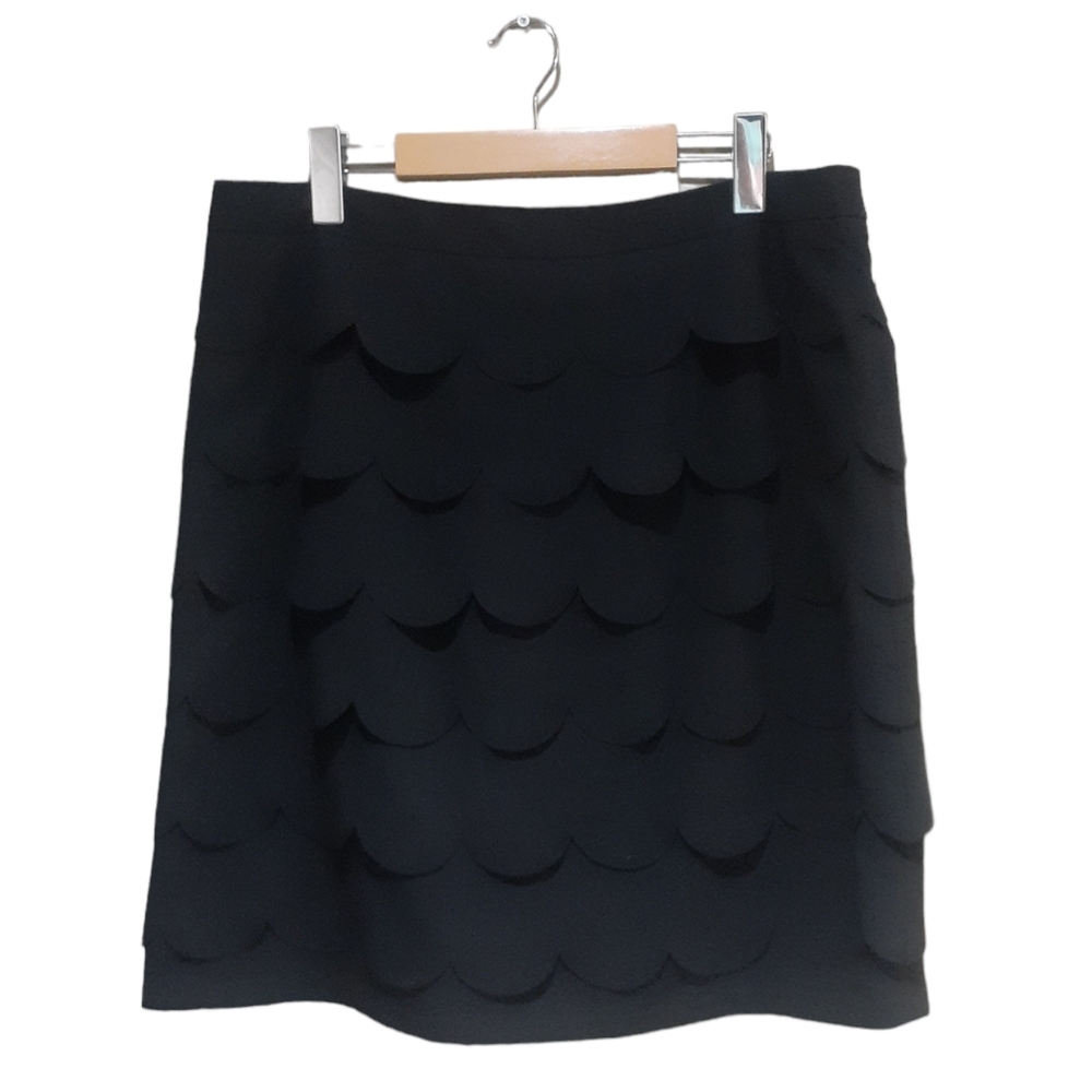 Cleo Women's Mini Skirt Black Scalloped Layers / Tiers Size 14
